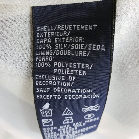 Tommy Hilfiger Size 4 Silk Cream Black Sleeveless V Neck Knee Length Dress - Picture 11 of 12